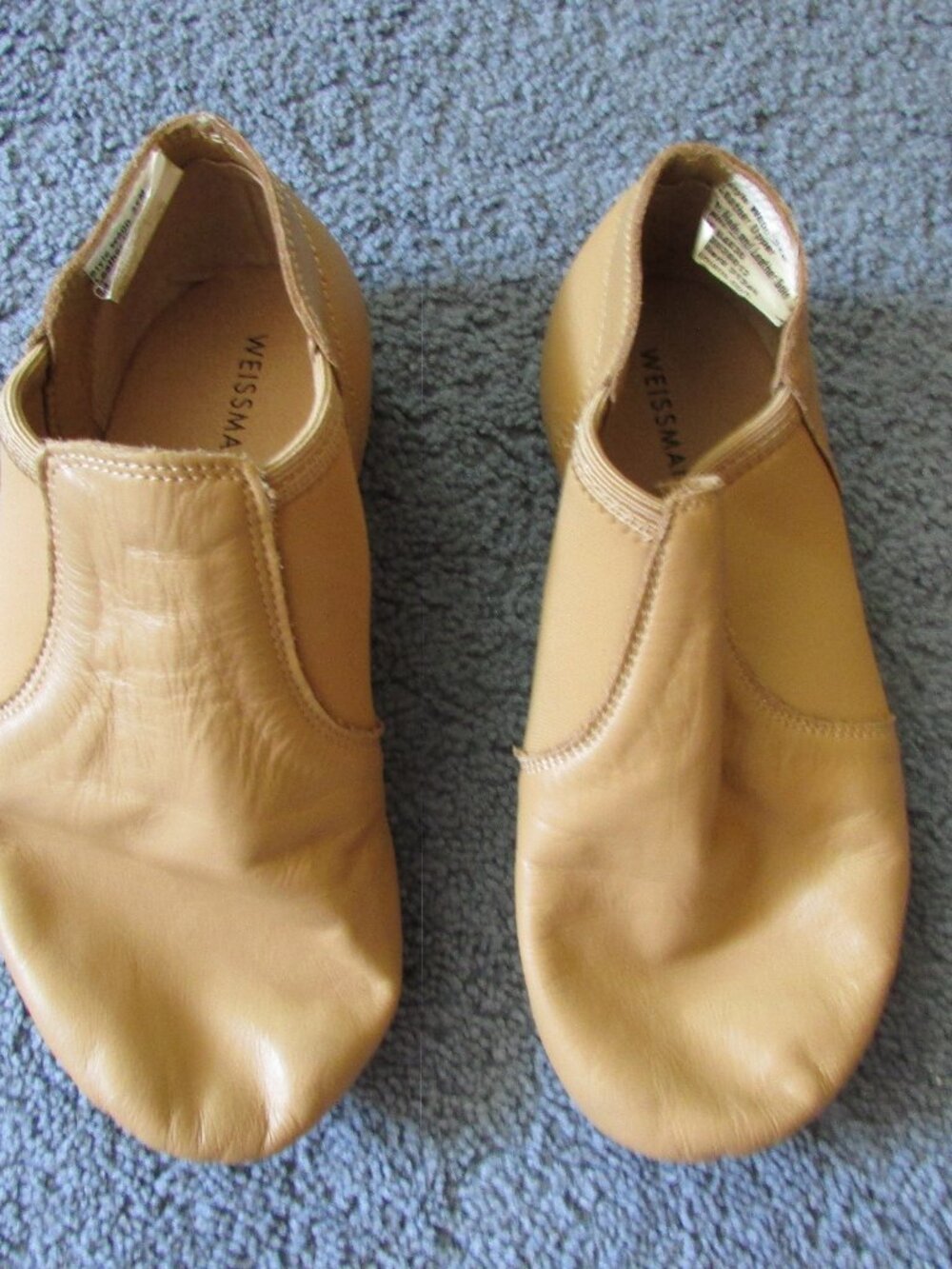 Weissman Leather Jazz Dance Shoes Tan Girls 3 YM Style W800 Like New